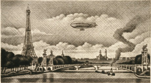 アレキサンドル三世橋とフランスの飛行船