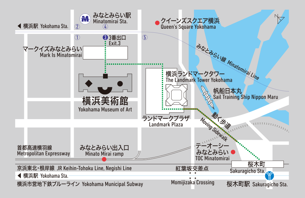 横浜美術館への地図