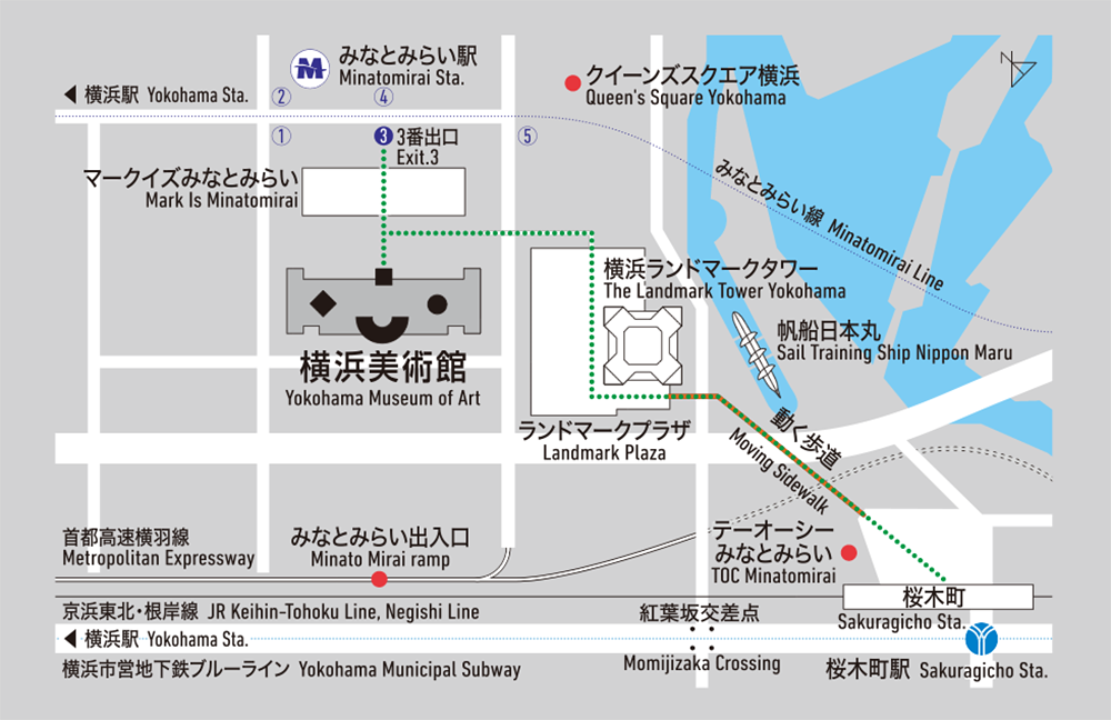 横浜美術館への地図