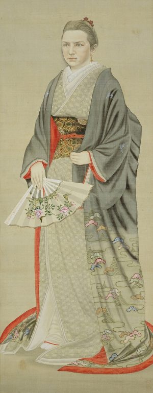 五姓田芳柳（伝）《外国人女性和装像》